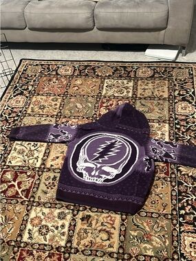 Purple Grateful Dead Alpaca Hoodie Sweater